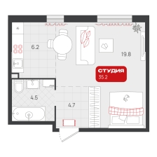 Студия, 35.2 м²