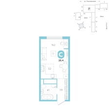Студия, 26.4 м²