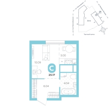 Студия, 25.2 м²