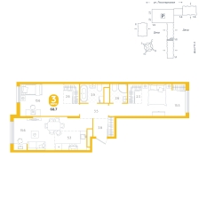 2-комнатная, 68.7 м²