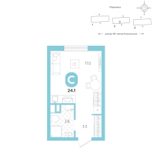 Студия, 24.1 м²